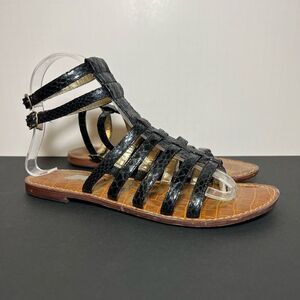 Womens SAM EDELMAN Gilda Black Snakeprint Gladiator Sandals / Size 6.5 Medium